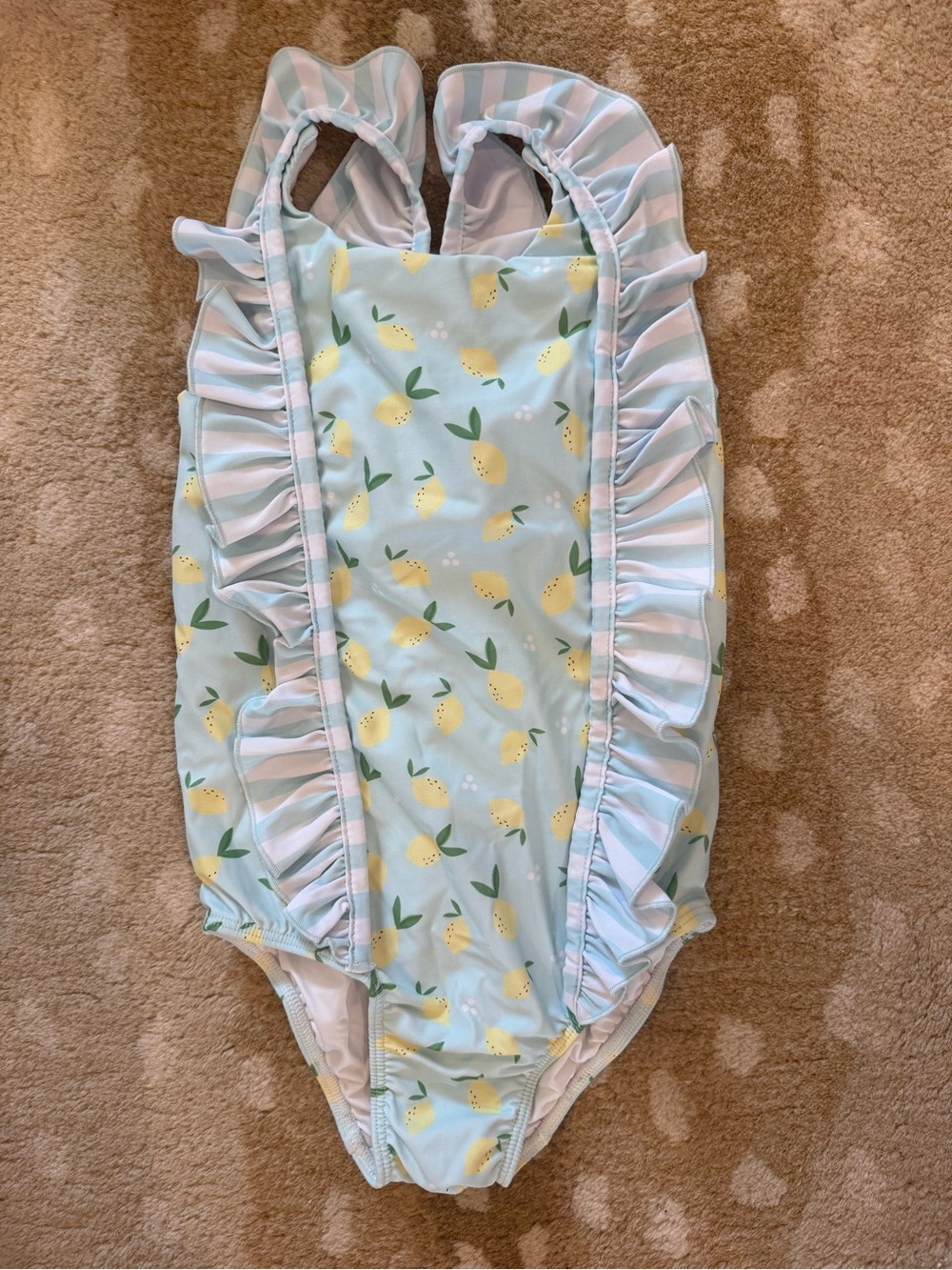 Swoon Boutique Girls Light Blue Lemon Ruffle One-Piece Swimsuit